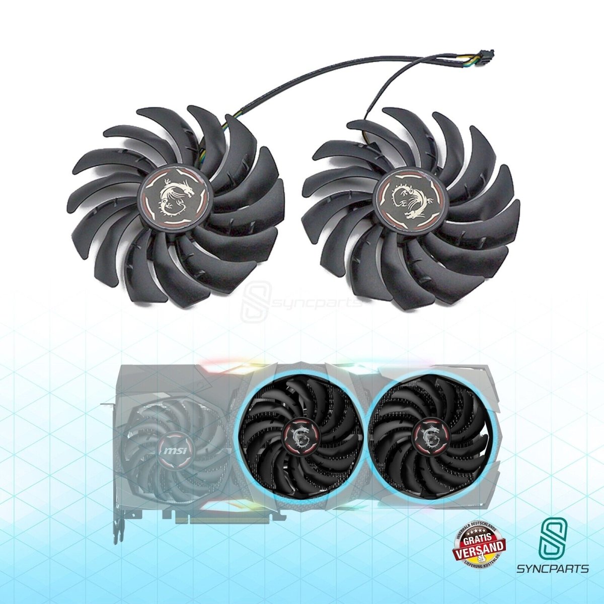 SISS® Lüfter für Grafikkarten MSI RTX 2070 2080 Ti Super Gaming X Trio Ersatz