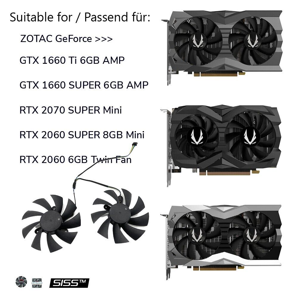 Lüfter für Zotac GeForce RTX 1660ti 2070 Super Mini Video Card Cooling GA92A2H