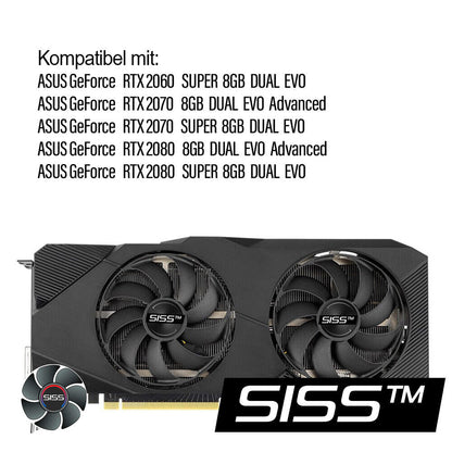 LüfterGrafikkartenlüfter ASUS Dual RTX 2060 Super EVO, RTX 2070/2080 SUPER OC EVO ASUS DUAL EVO